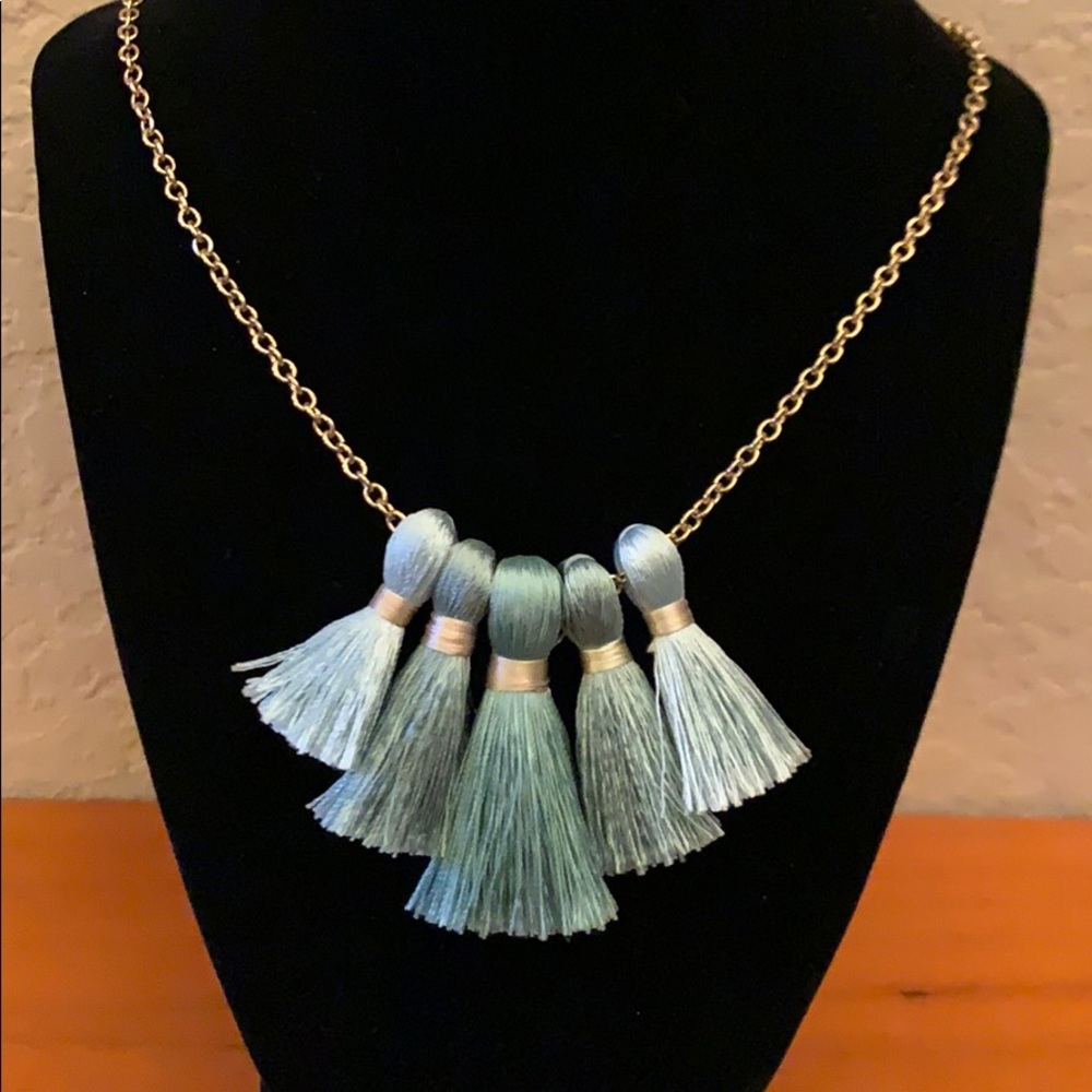 Blue ombré tassel necklace